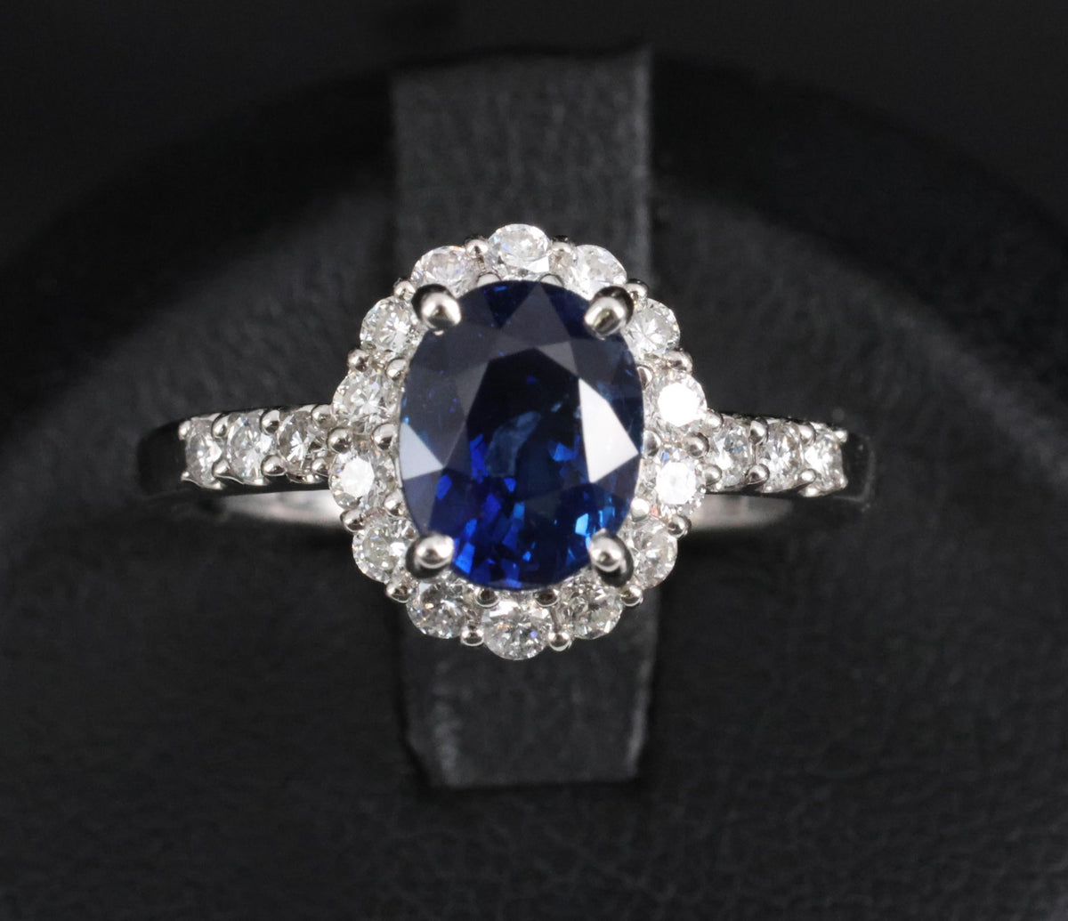 2.17ct GIA Natural NO HEAT Blue Sapphire 0.43ct Diamond Platinum Ring Size 6.25