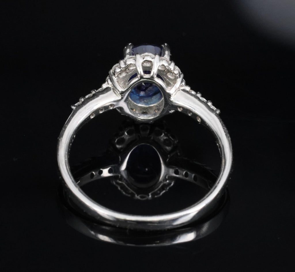 2.17ct GIA Natural NO HEAT Blue Sapphire 0.43ct Diamond Platinum Ring Size 6.25