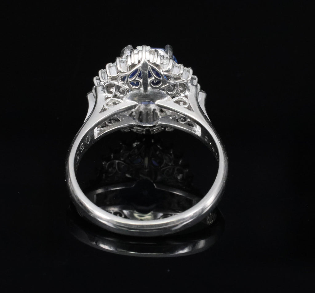 2.47ct GIA Ceylon Intense Blue Sapphire & 0.53ct Diamond Platinum Ring, Size 6