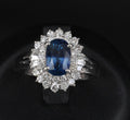 Fine 2.27ct Natural Blue Sapphire & 0.75ct Diamond Platinum Ring, Size 7.5