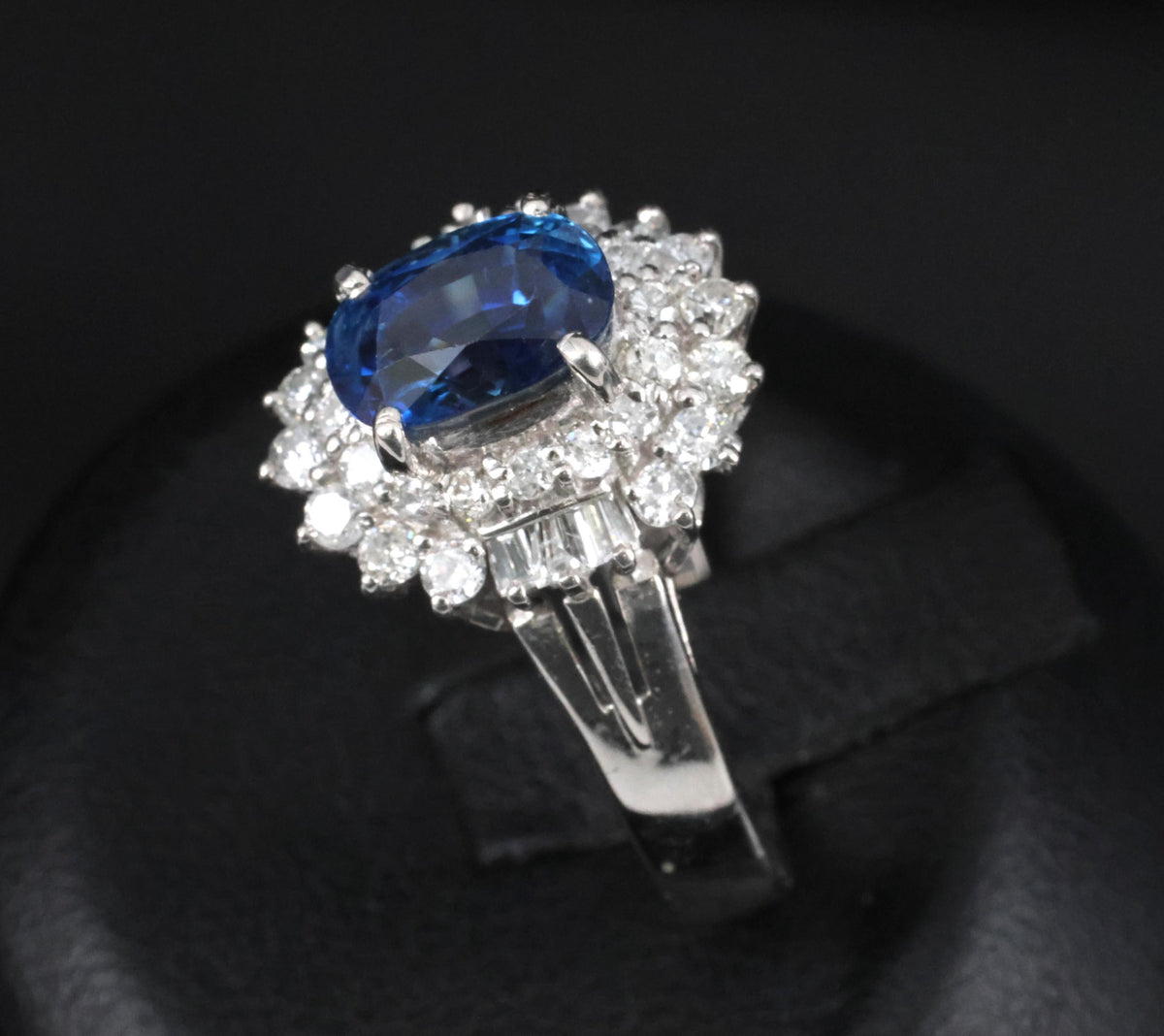 Fine 2.27ct Natural Blue Sapphire & 0.75ct Diamond Platinum Ring, Size 7.5