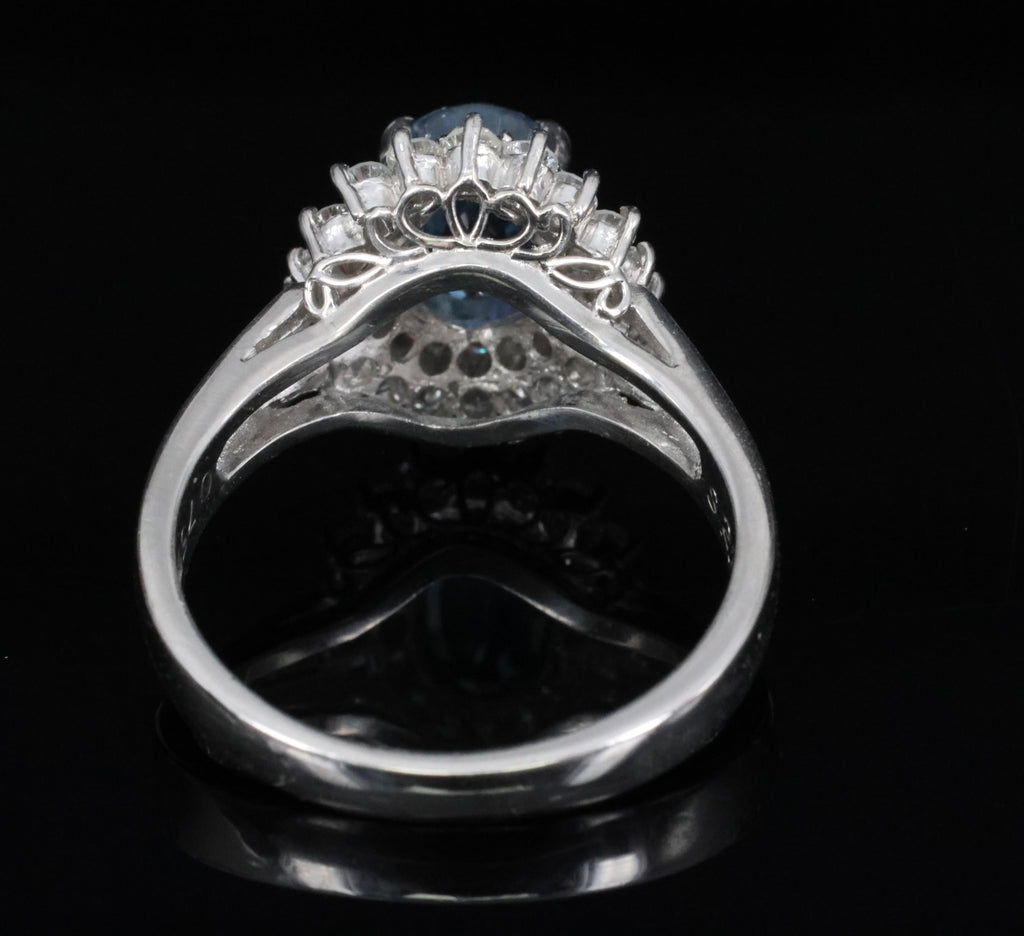 Fine 2.27ct Natural Blue Sapphire & 0.75ct Diamond Platinum Ring, Size 7.5