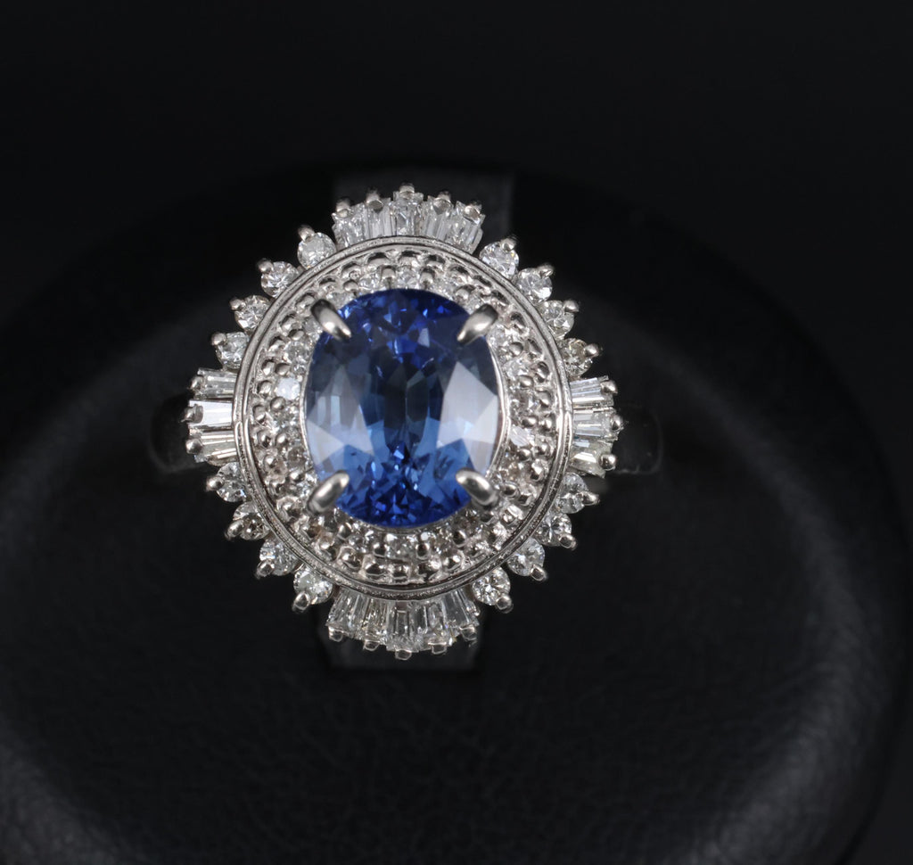 2.80ct GIA Ceylon Cornflower Blue Sapphire & 0.58ct Diamond Platinum Ring Size 7
