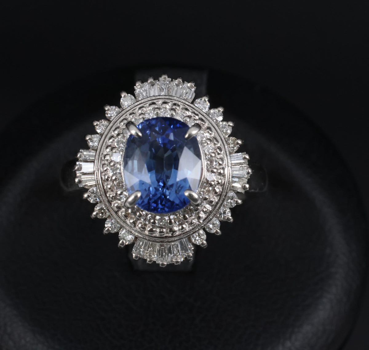 2.80ct GIA Ceylon Cornflower Blue Sapphire & 0.58ct Diamond Platinum Ring Size 7
