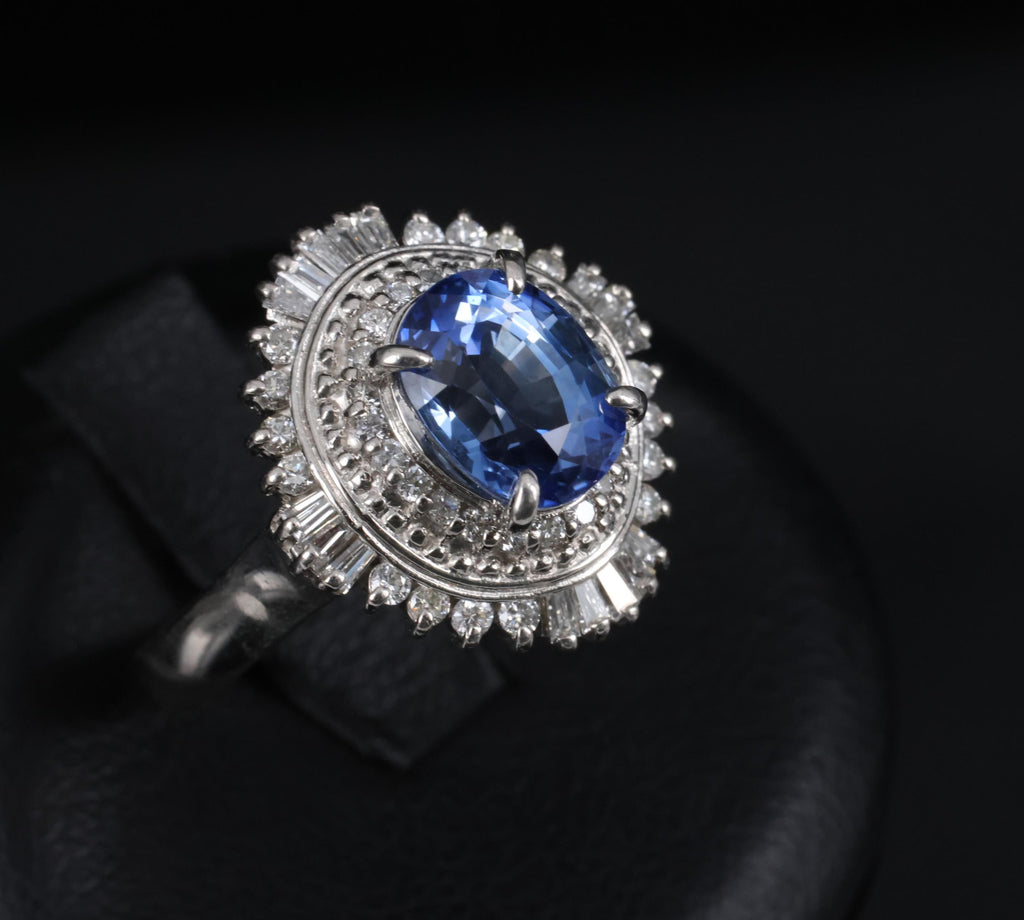 2.80ct GIA Ceylon Cornflower Blue Sapphire & 0.58ct Diamond Platinum Ring Size 7