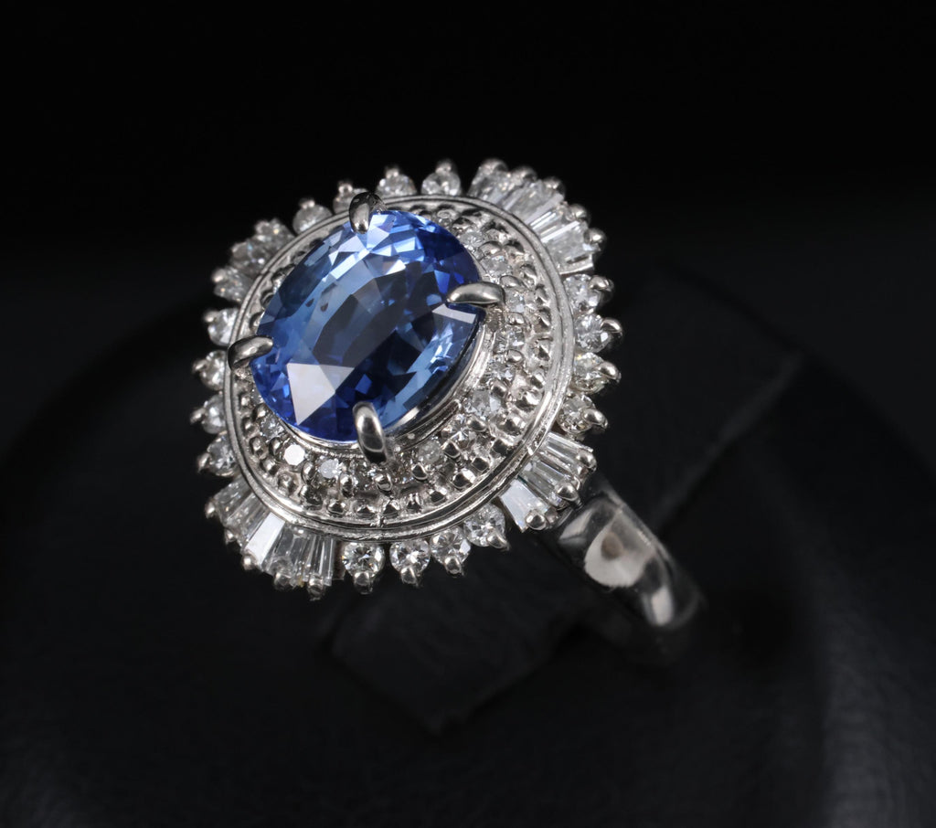 2.80ct GIA Ceylon Cornflower Blue Sapphire & 0.58ct Diamond Platinum Ring Size 7