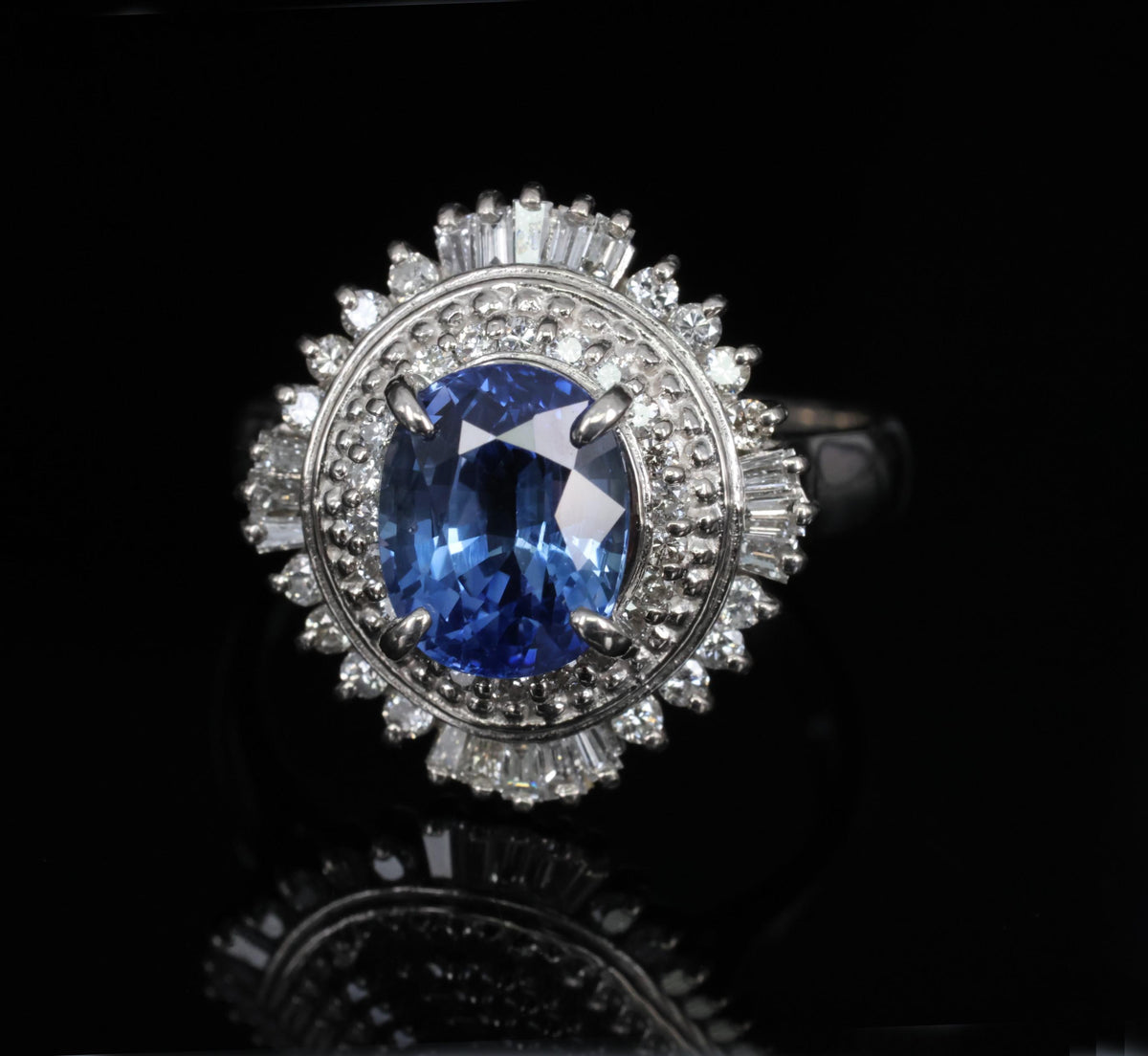 2.80ct GIA Ceylon Cornflower Blue Sapphire & 0.58ct Diamond Platinum Ring Size 7
