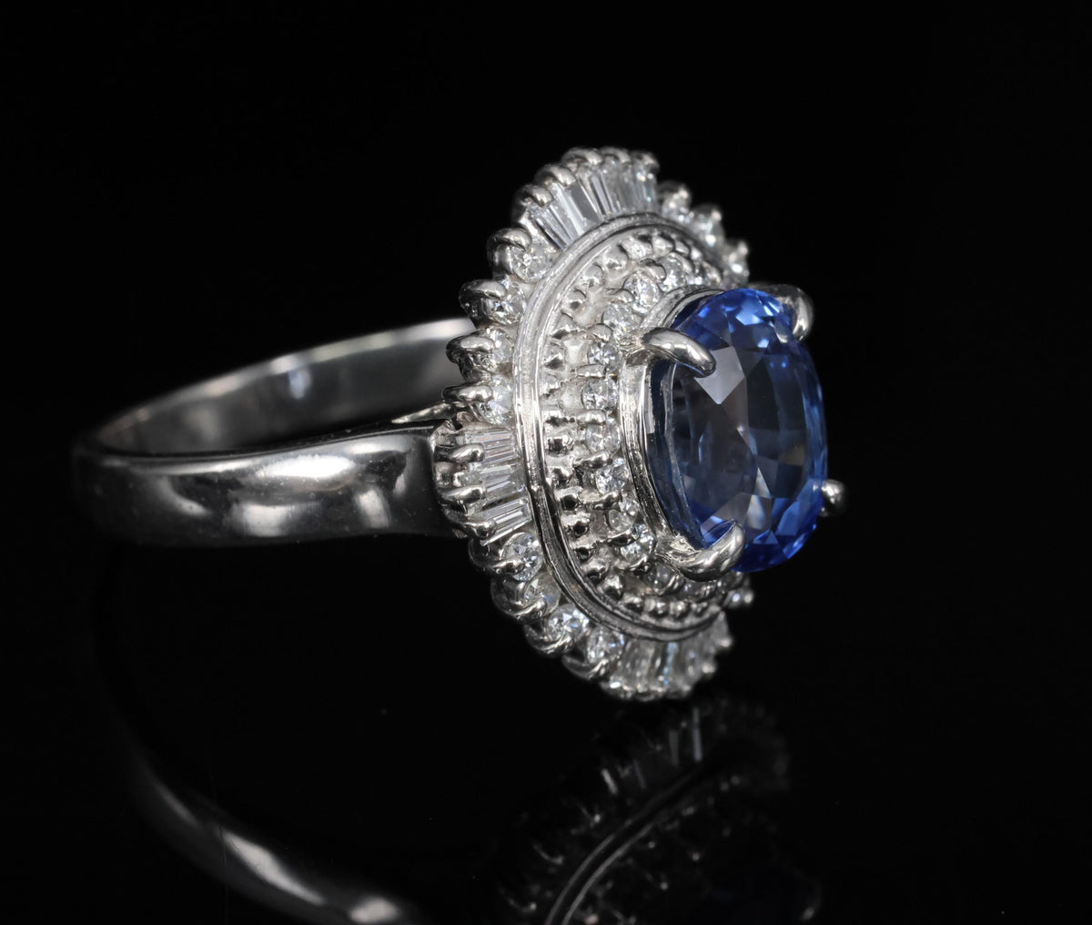 2.80ct GIA Ceylon Cornflower Blue Sapphire & 0.58ct Diamond Platinum Ring Size 7