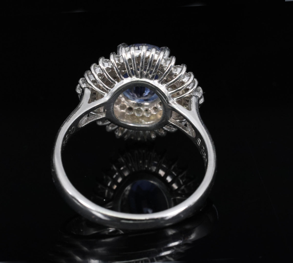 2.80ct GIA Ceylon Cornflower Blue Sapphire & 0.58ct Diamond Platinum Ring Size 7