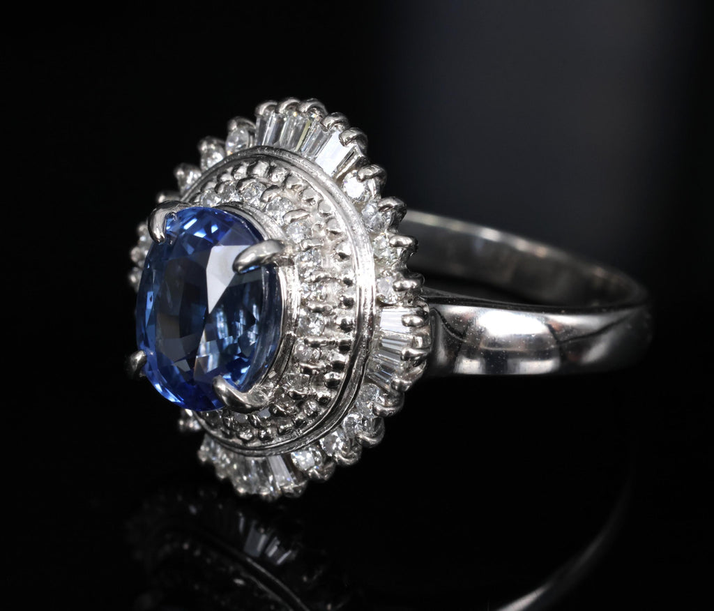 2.80ct GIA Ceylon Cornflower Blue Sapphire & 0.58ct Diamond Platinum Ring Size 7