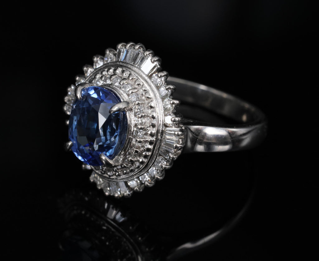 2.80ct GIA Ceylon Cornflower Blue Sapphire & 0.58ct Diamond Platinum Ring Size 7