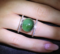 11.61ct Natural Green Tourmaline & 0.18ct Diamond Platinum Ring Size 6.5