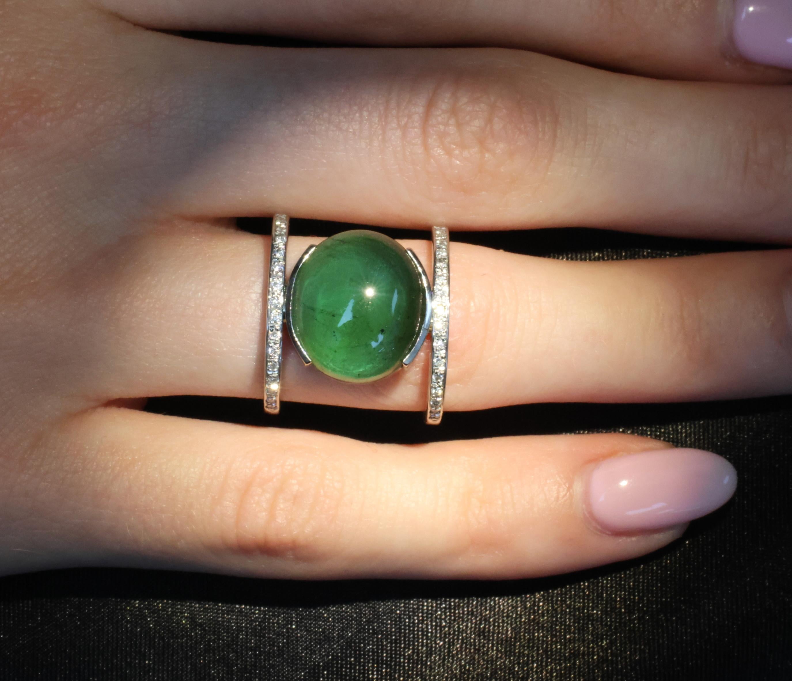 11.61ct Natural Green Tourmaline & 0.18ct Diamond Platinum Ring Size 6.5