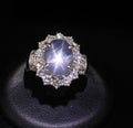 10.52ct Natural Untreated Star Sapphire & 1.87ct Diamond Platinum Ring, Size 6