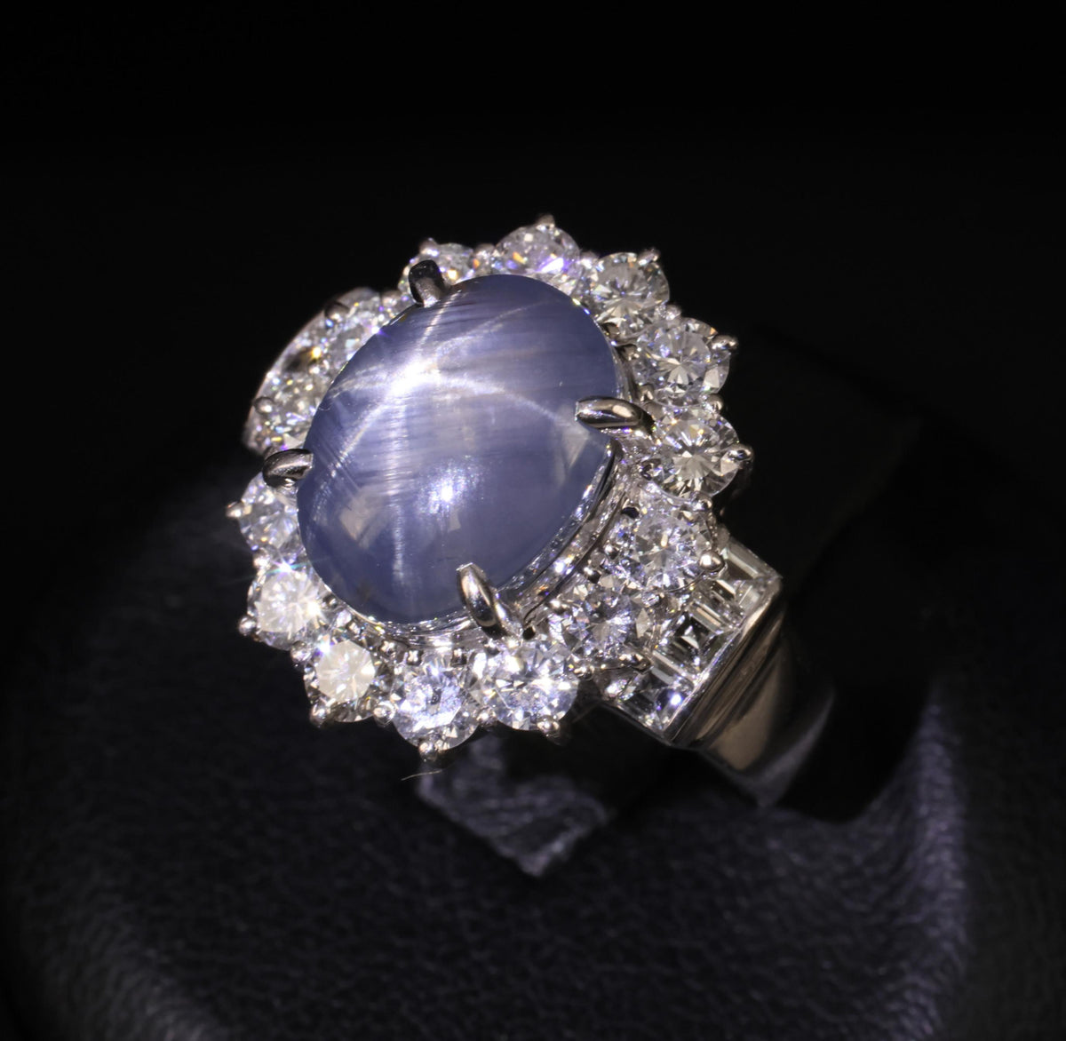 10.52ct Natural Untreated Star Sapphire & 1.87ct Diamond Platinum Ring, Size 6