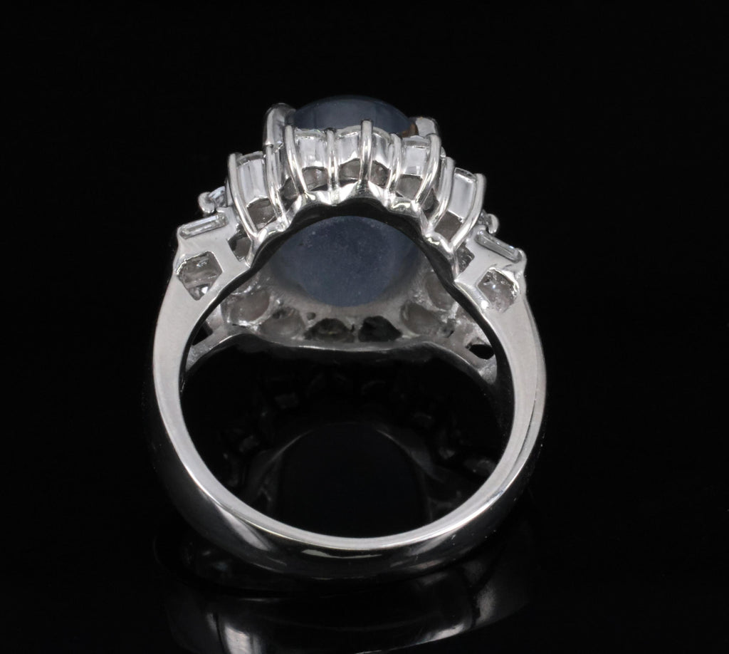 10.52ct Natural Untreated Star Sapphire & 1.87ct Diamond Platinum Ring, Size 6