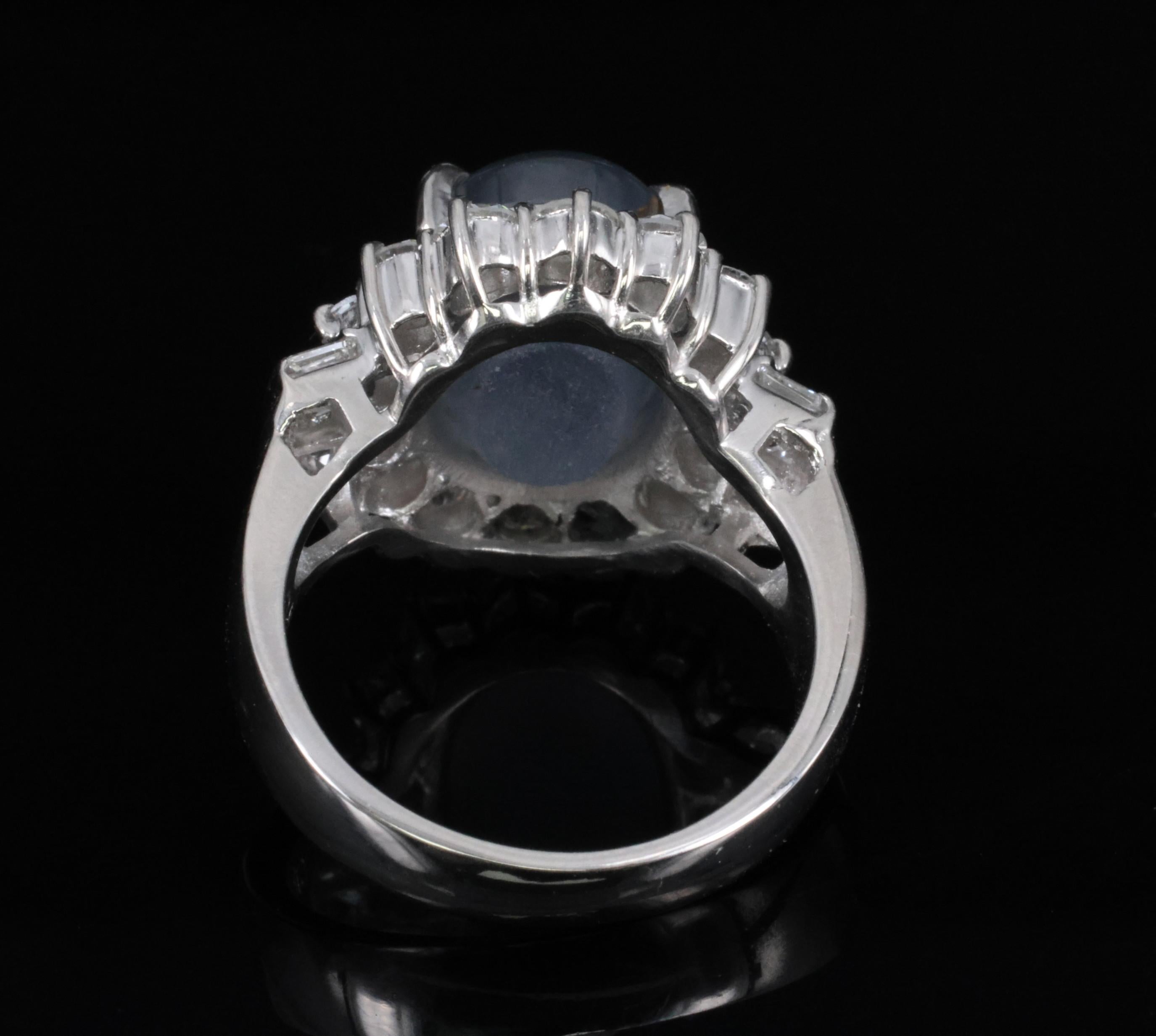 10.52ct Natural Untreated Star Sapphire & 1.87ct Diamond Platinum Ring, Size 6