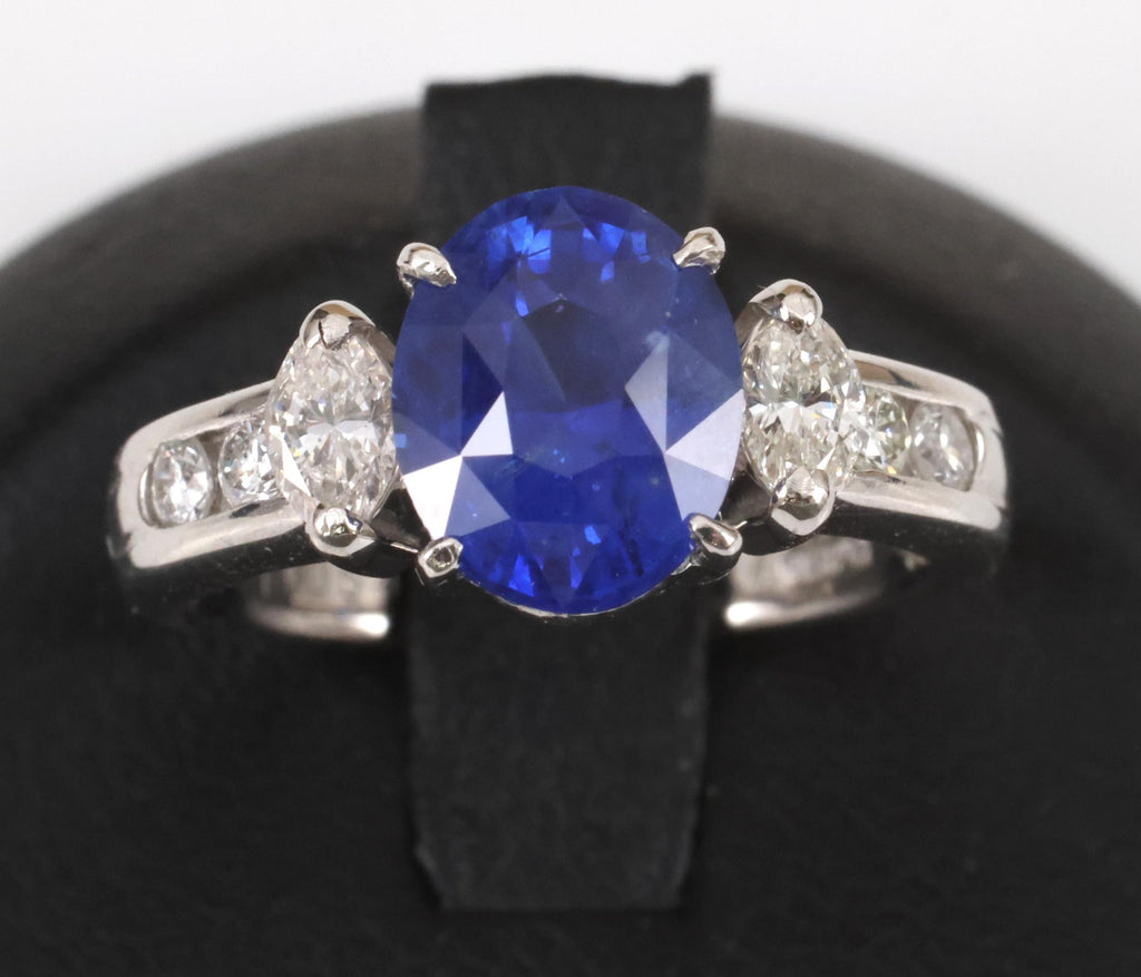 3.03ct GIA Ceylon Royal Blue Sapphire & 0.54ct Diamond Platinum Ring, Size 6