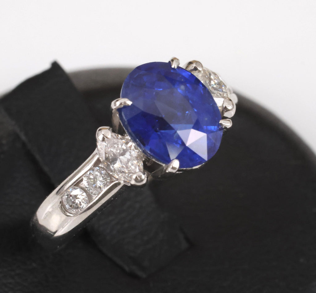 3.03ct GIA Ceylon Royal Blue Sapphire & 0.54ct Diamond Platinum Ring, Size 6