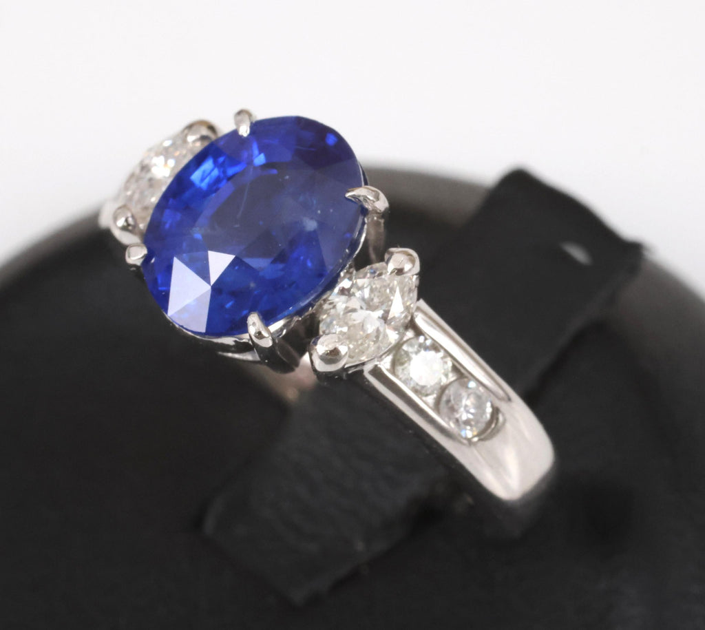 3.03ct GIA Ceylon Royal Blue Sapphire & 0.54ct Diamond Platinum Ring, Size 6