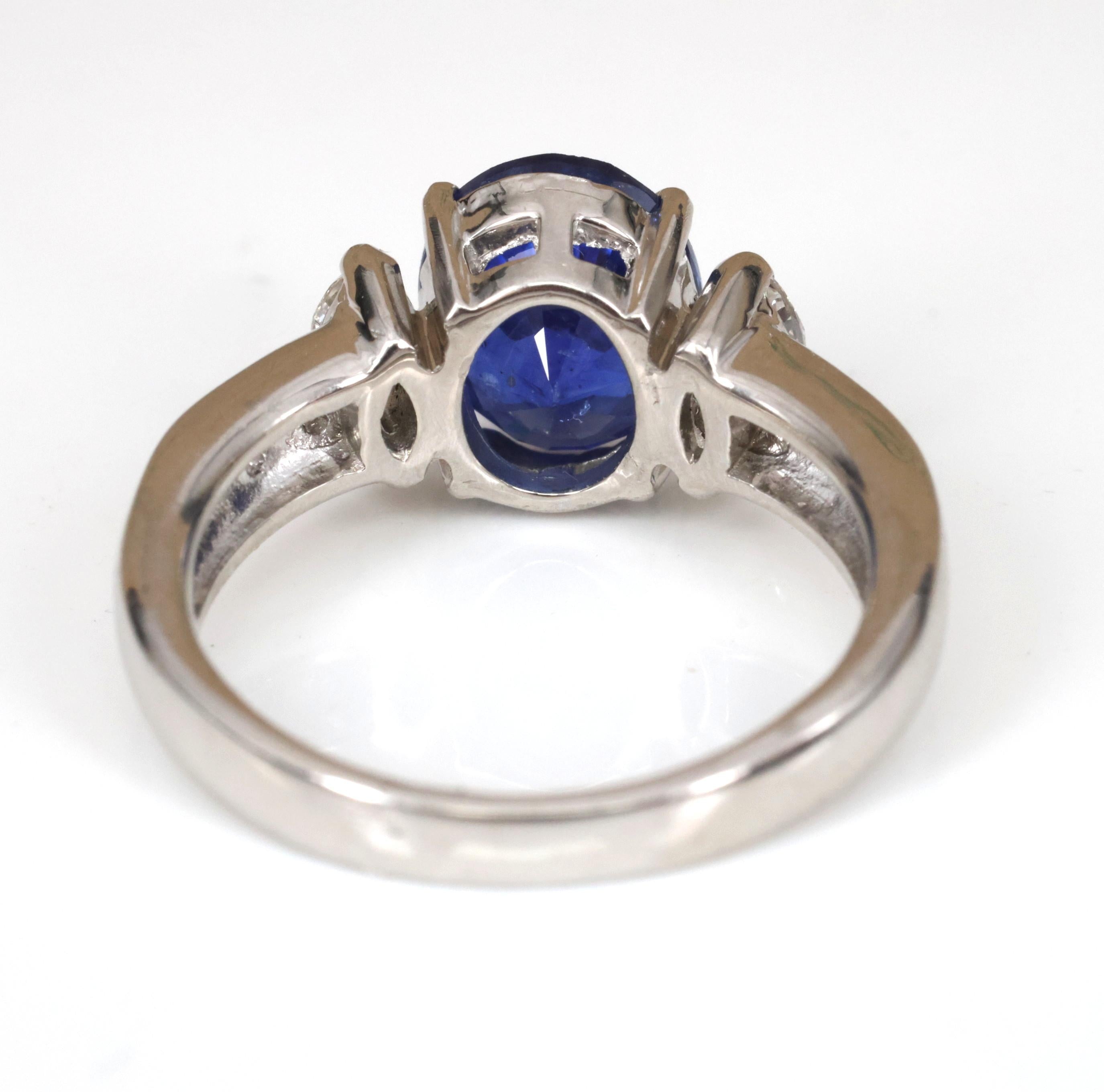 3.03ct GIA Ceylon Royal Blue Sapphire & 0.54ct Diamond Platinum Ring, Size 6