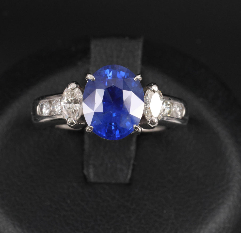 3.03ct GIA Ceylon Royal Blue Sapphire & 0.54ct Diamond Platinum Ring, Size 6