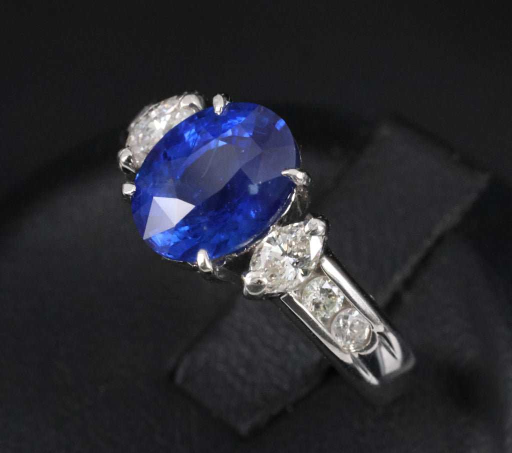 3.03ct GIA Ceylon Royal Blue Sapphire & 0.54ct Diamond Platinum Ring, Size 6