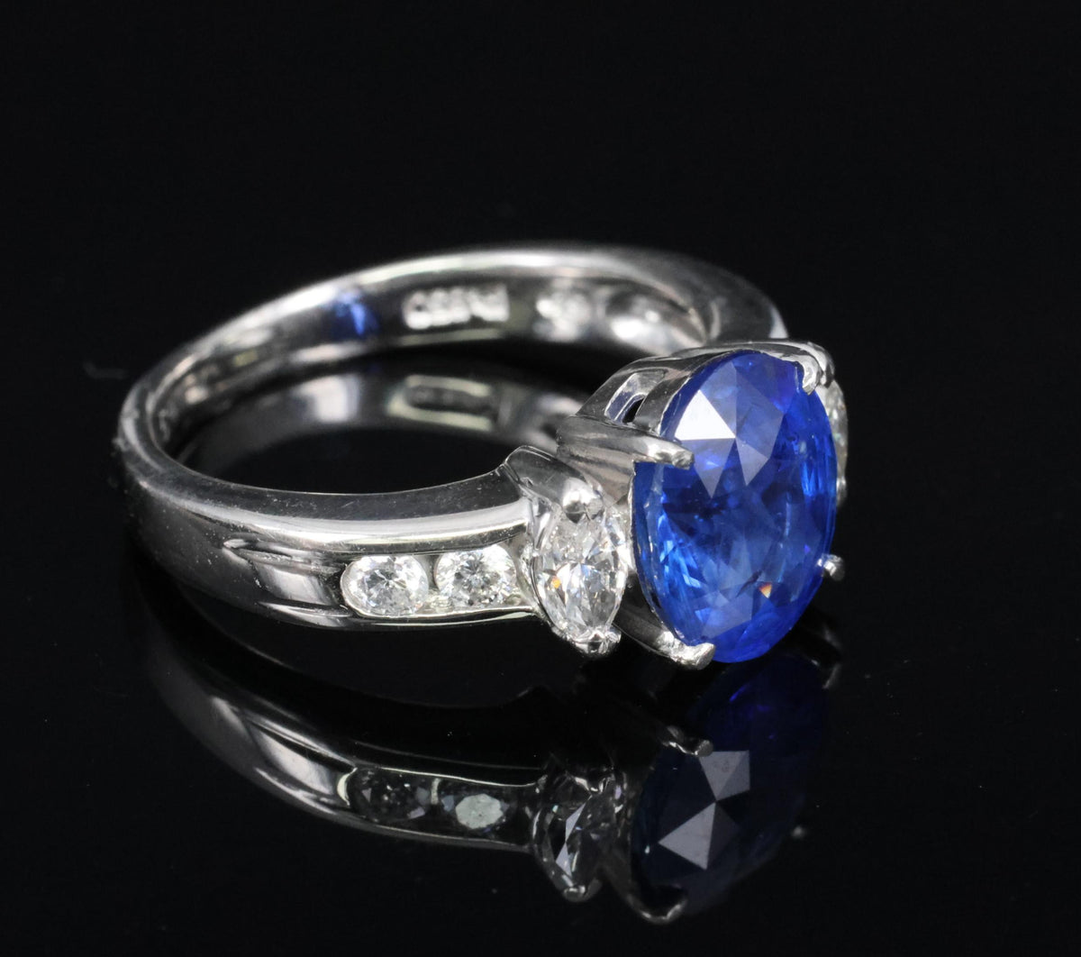 3.03ct GIA Ceylon Royal Blue Sapphire & 0.54ct Diamond Platinum Ring, Size 6