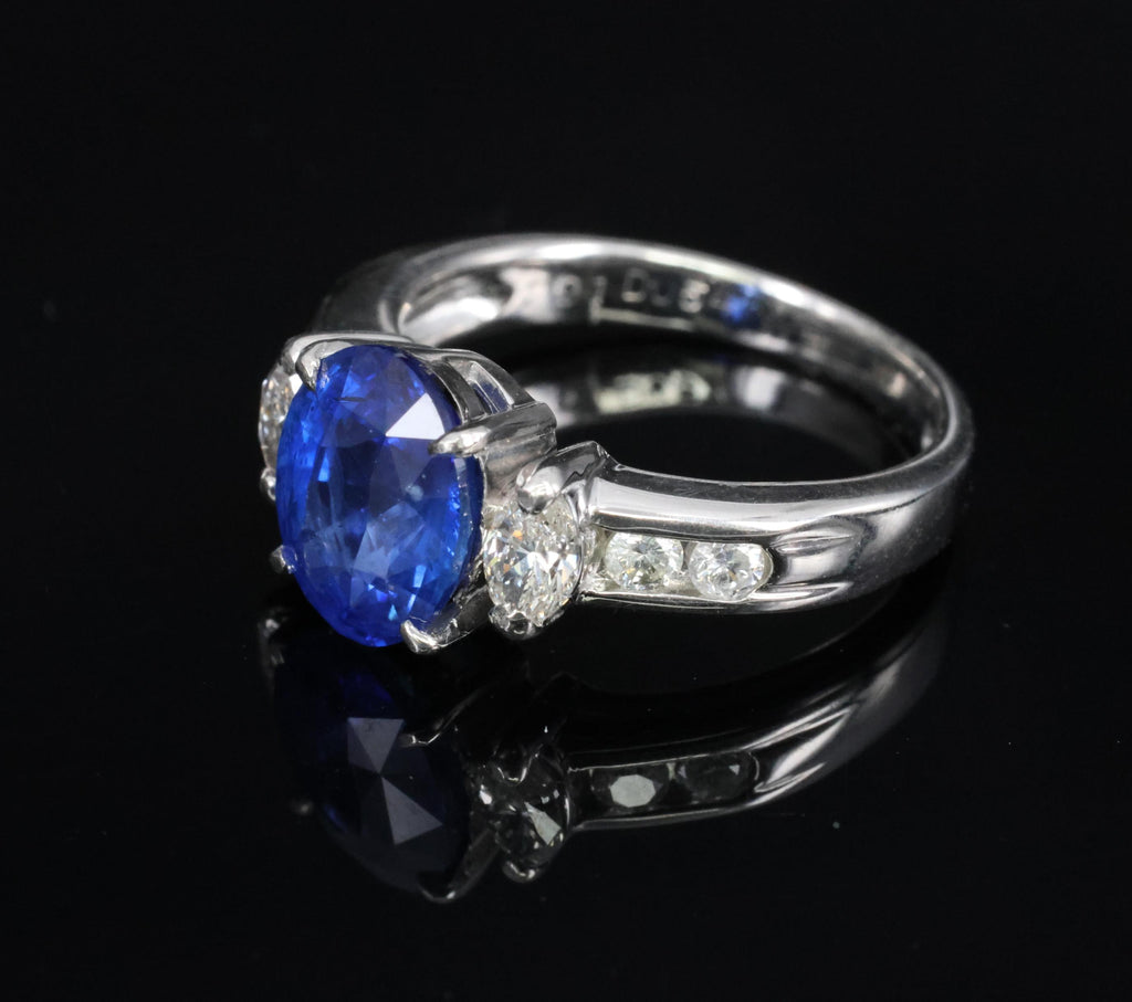 3.03ct GIA Ceylon Royal Blue Sapphire & 0.54ct Diamond Platinum Ring, Size 6
