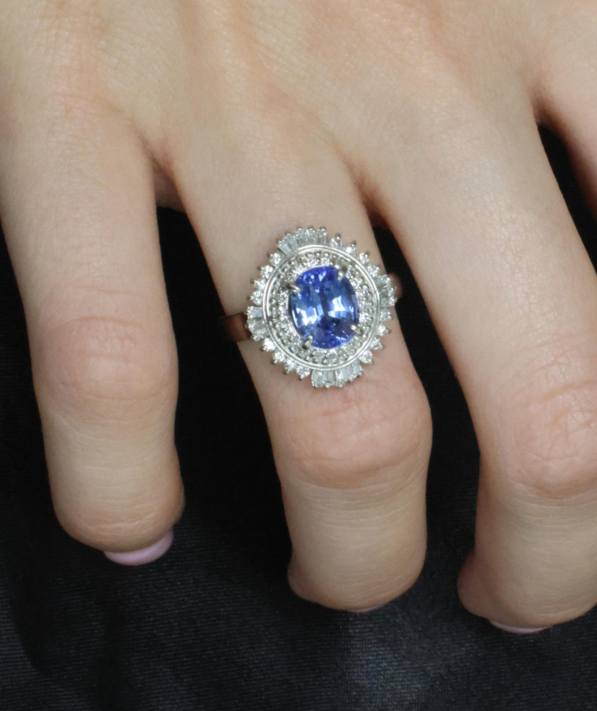 2.80ct GIA Ceylon Cornflower Blue Sapphire & 0.58ct Diamond Platinum Ring Size 7