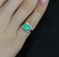 Fine 2.05ct GIA Natural Colombian Emerald 0.19ct Diamond Platinum Ring Size 4.5