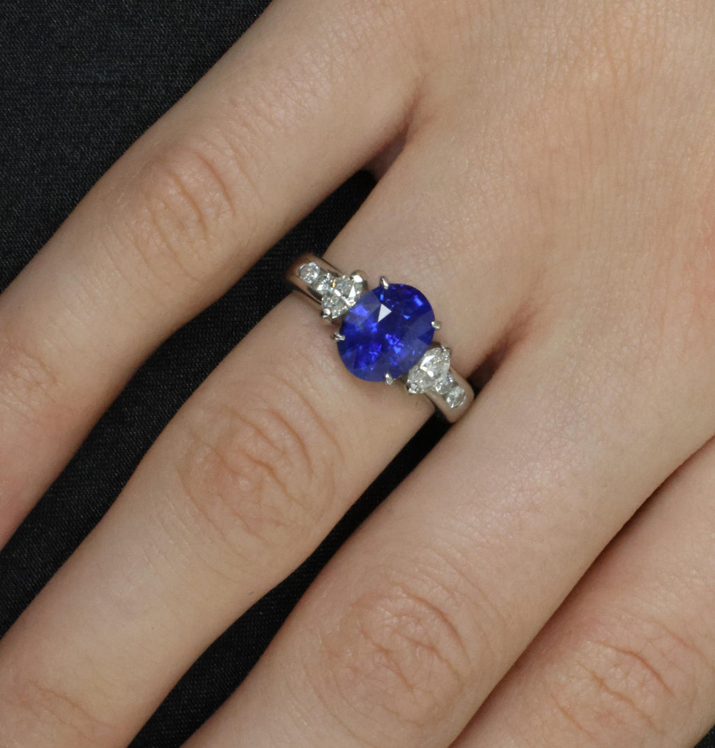 3.03ct GIA Ceylon Royal Blue Sapphire & 0.54ct Diamond Platinum Ring, Size 6