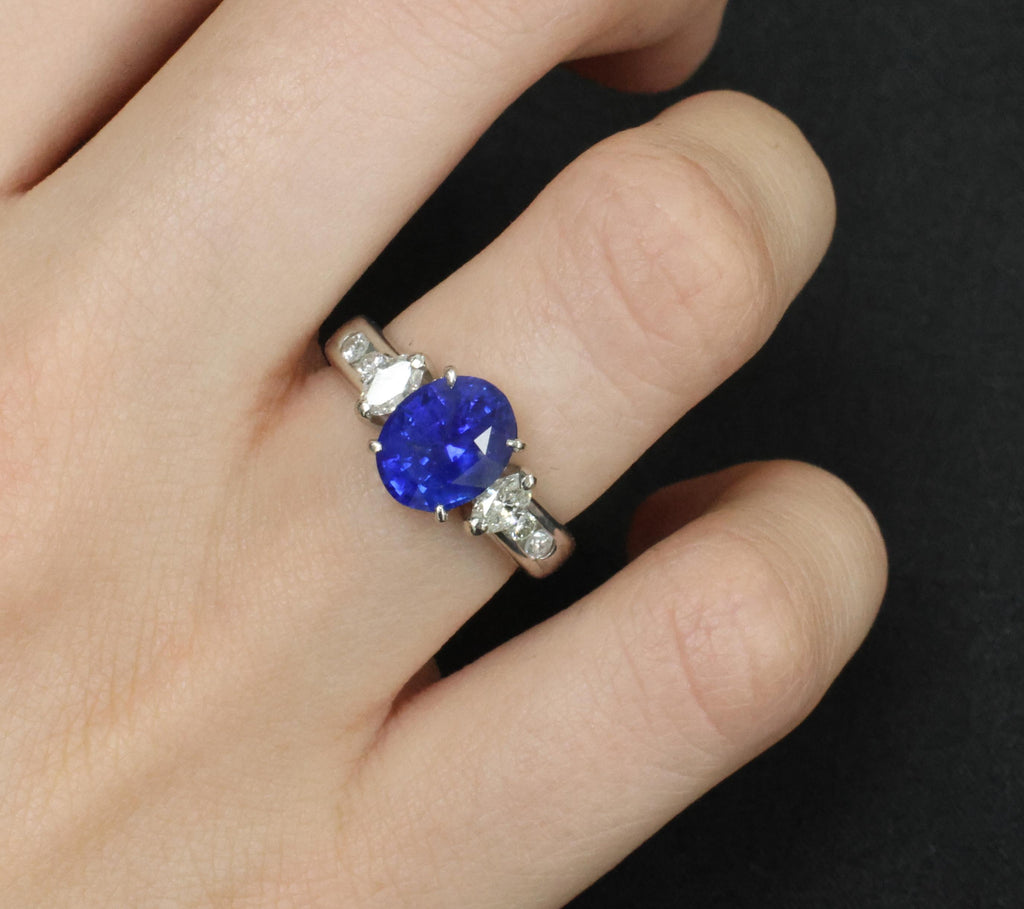 3.03ct GIA Ceylon Royal Blue Sapphire & 0.54ct Diamond Platinum Ring, Size 6