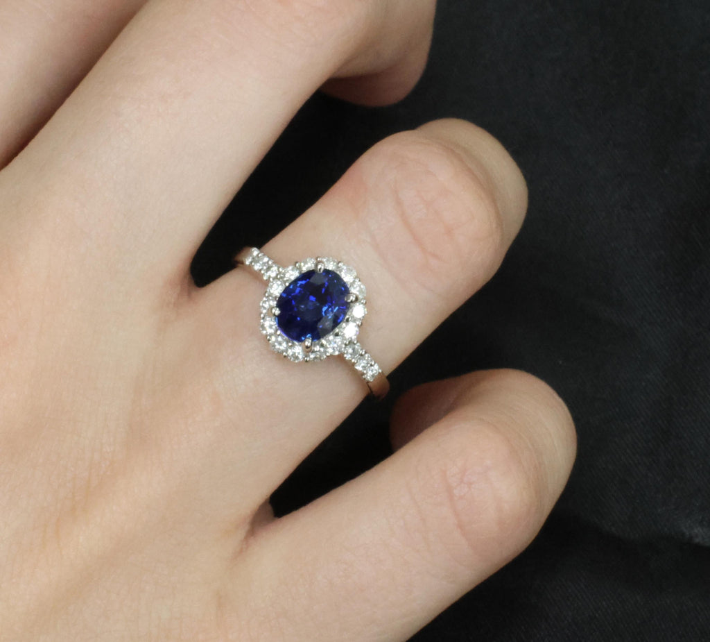 2.17ct GIA Natural NO HEAT Blue Sapphire 0.43ct Diamond Platinum Ring Size 6.25