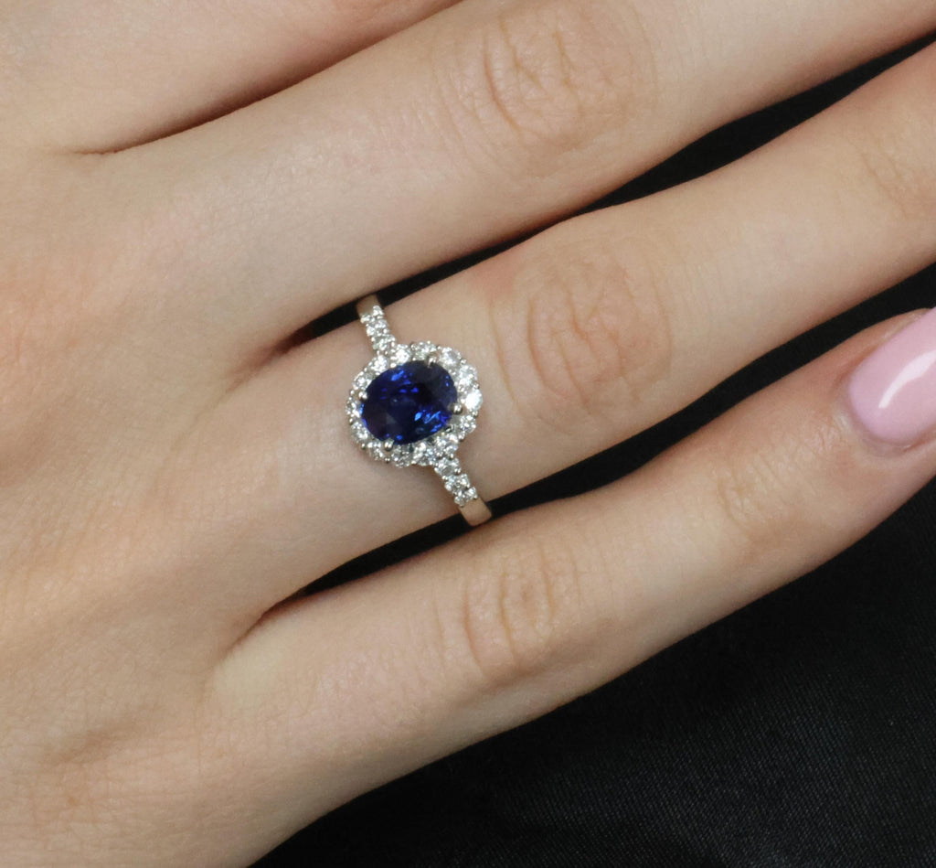 2.17ct GIA Natural NO HEAT Blue Sapphire 0.43ct Diamond Platinum Ring Size 6.25