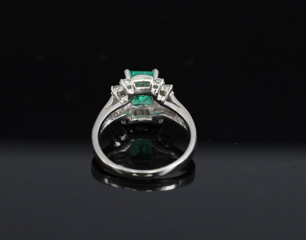 Fine 1.22ct GIA Colombian Emerald & 0.63ct Diamond Platinum Ring, 5.4g Size 5