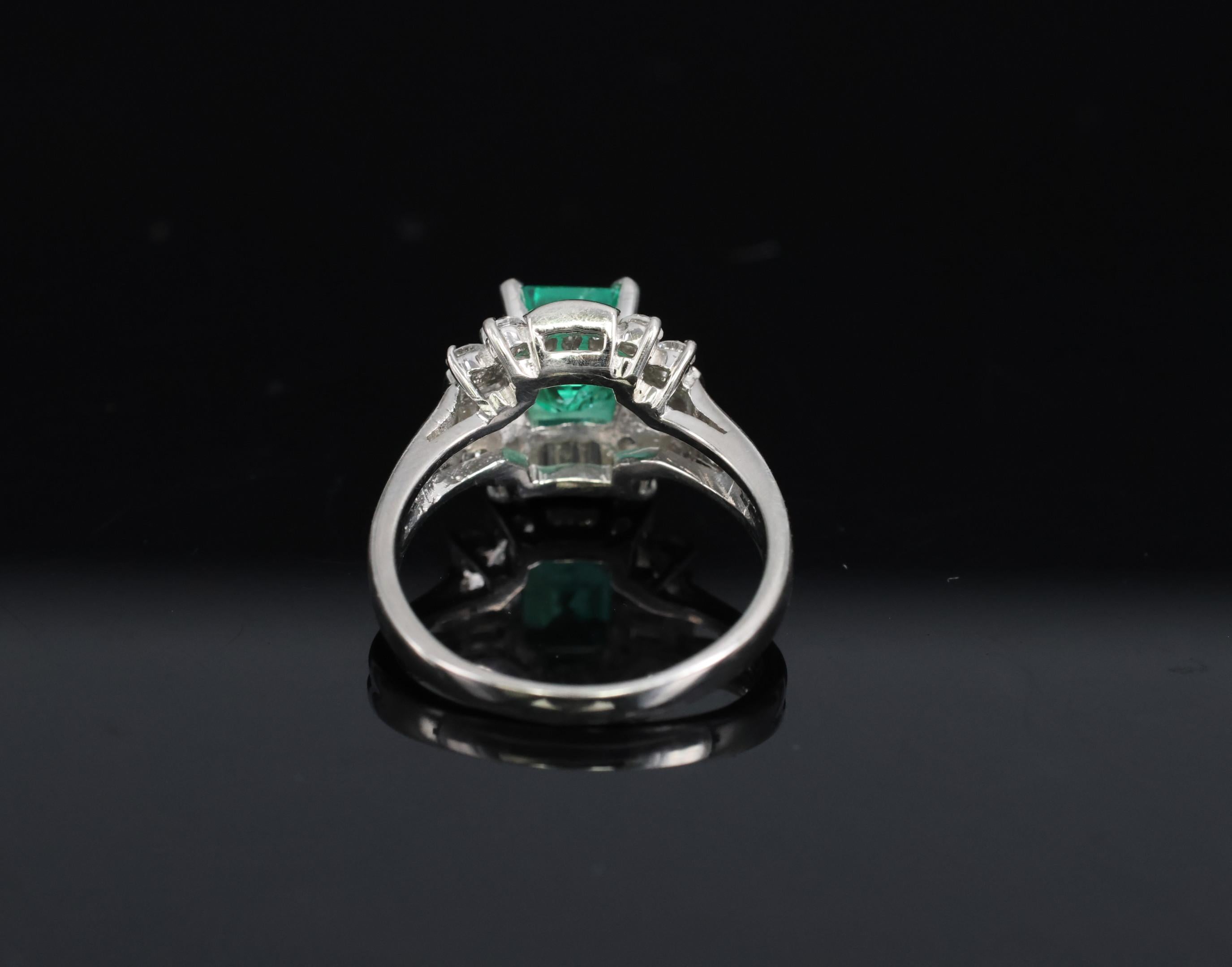 Fine 1.22ct GIA Colombian Emerald & 0.63ct Diamond Platinum Ring, 5.4g Size 5