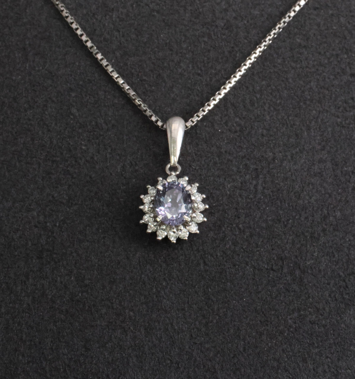RARE! 0.97ct Natural Color Change Sapphire & 0.20ct Diamond Platinum Necklace