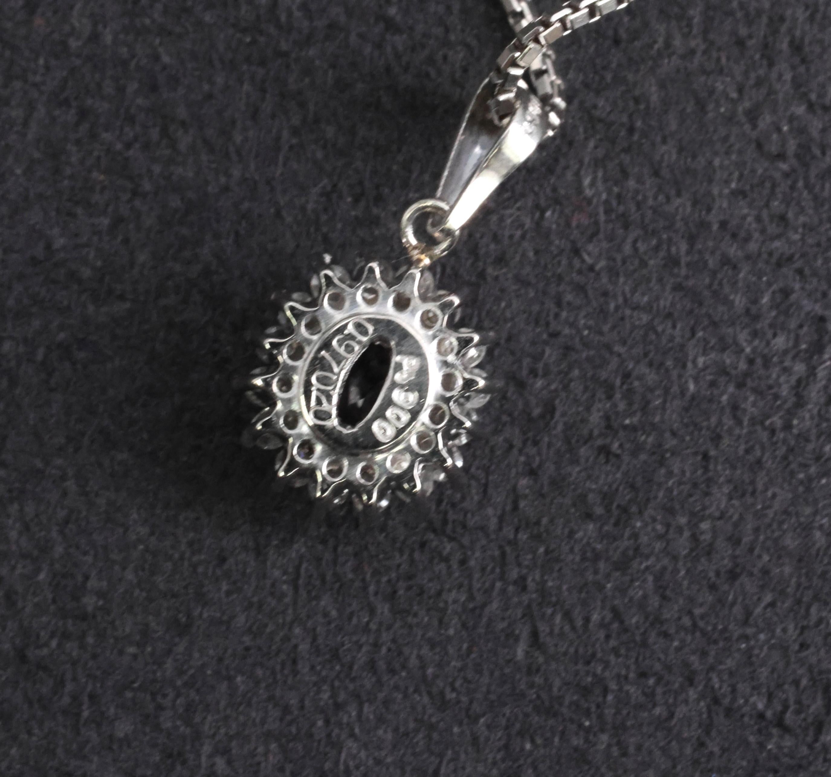 RARE! 0.97ct Natural Color Change Sapphire & 0.20ct Diamond Platinum Necklace