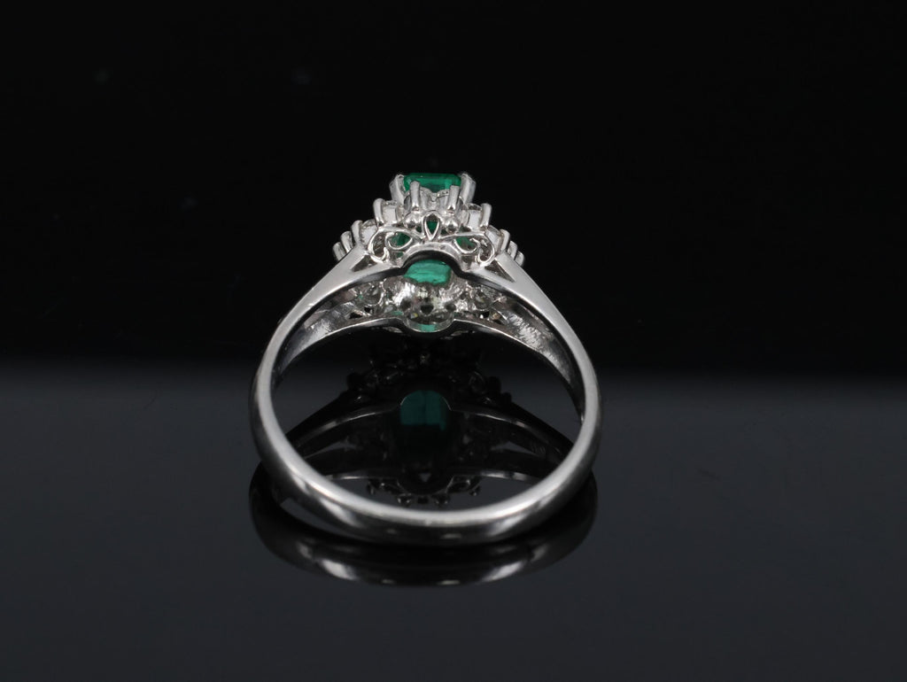 Fine 0.73ct GIA Certified No Oil Emerald 0.25ct Diamond Platinum Ring Size 5.75