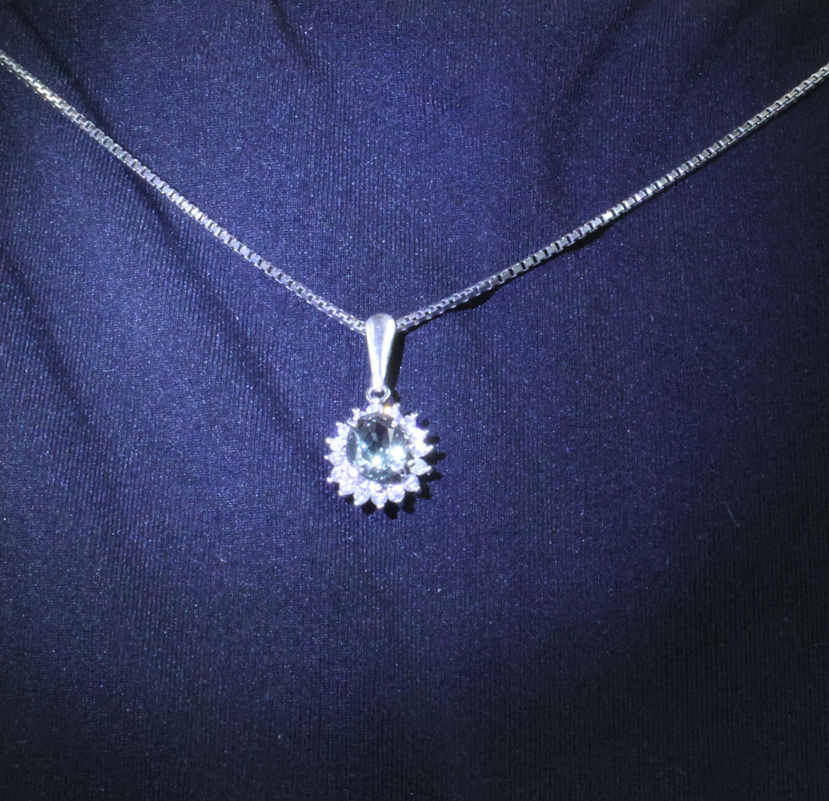 RARE! 0.97ct Natural Color Change Sapphire & 0.20ct Diamond Platinum Necklace