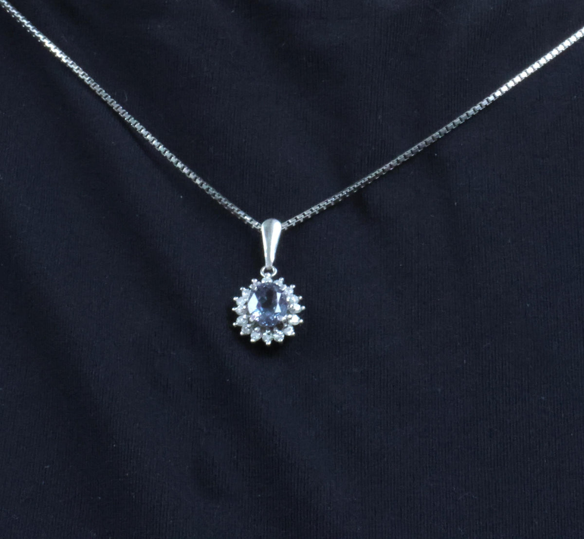 RARE! 0.97ct Natural Color Change Sapphire & 0.20ct Diamond Platinum Necklace