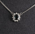 0.40ct Natural Untreated Blue Green Sapphire & 0.19ct Diamond Platinum Necklace