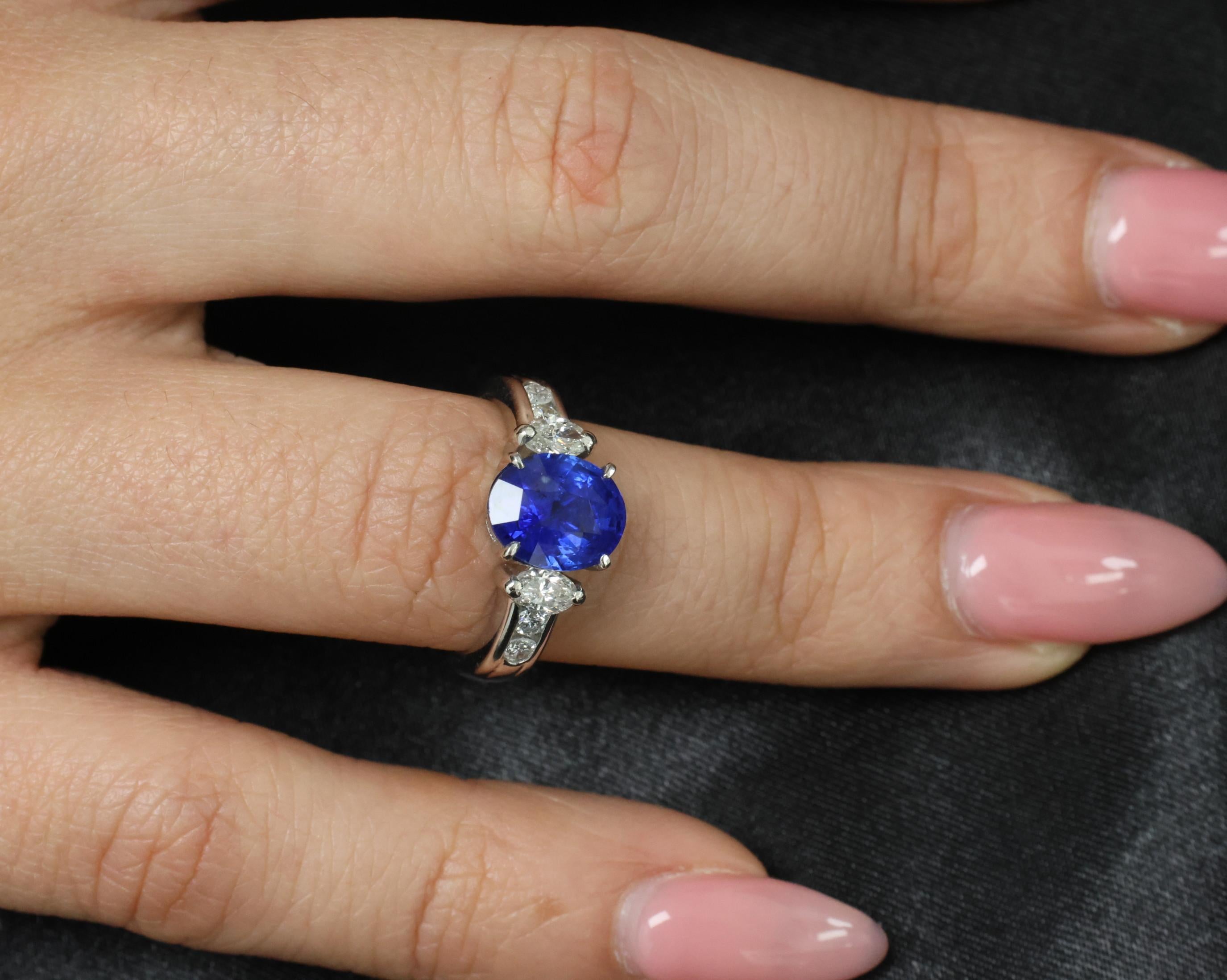 3.03ct GIA Ceylon Royal Blue Sapphire & 0.54ct Diamond Platinum Ring, Size 6