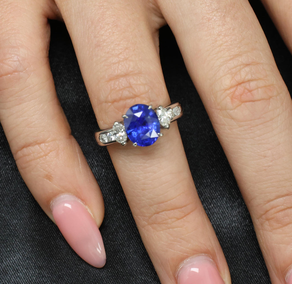 3.03ct GIA Ceylon Royal Blue Sapphire & 0.54ct Diamond Platinum Ring, Size 6