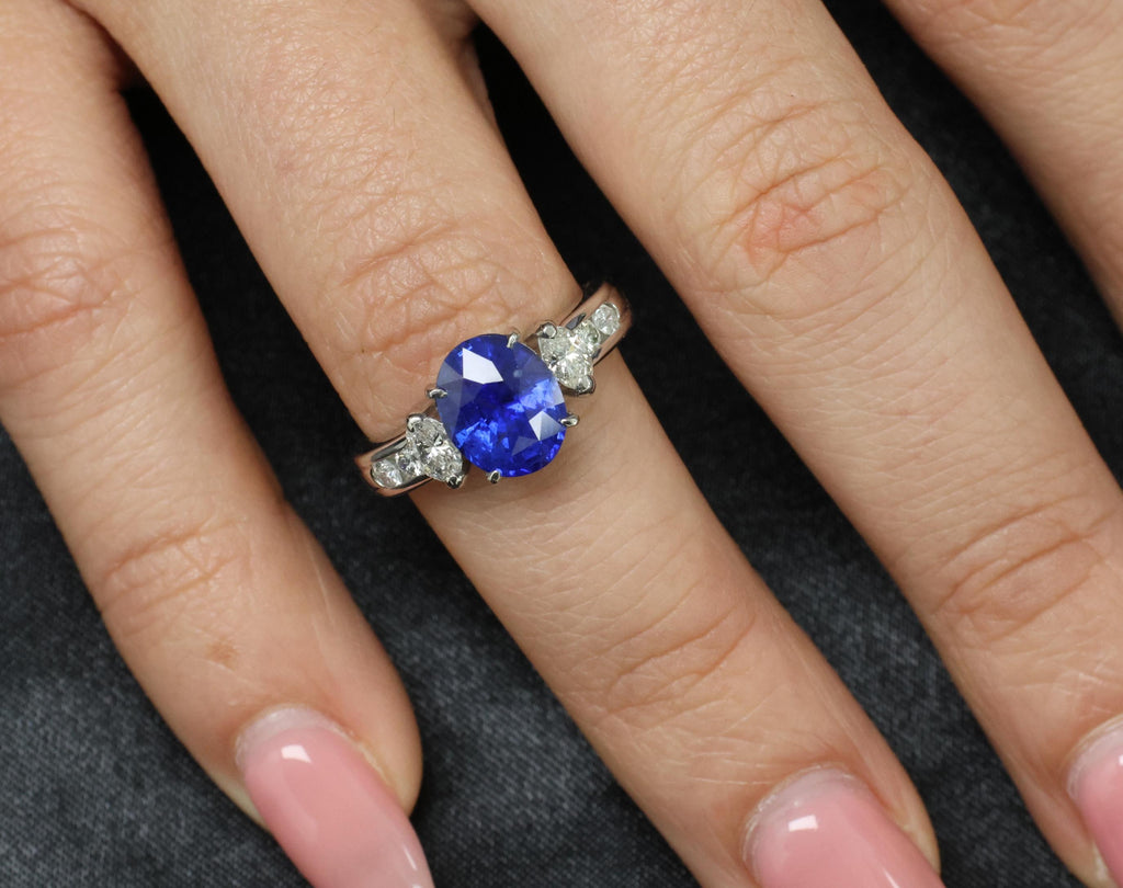 3.03ct GIA Ceylon Royal Blue Sapphire & 0.54ct Diamond Platinum Ring, Size 6