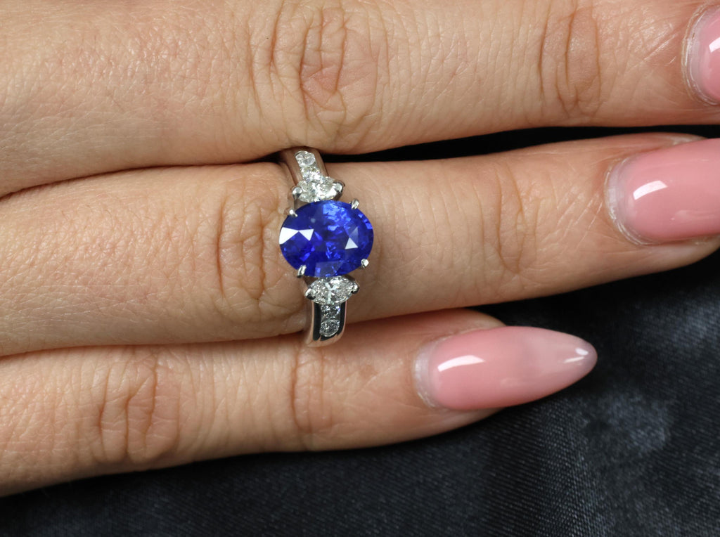 3.03ct GIA Ceylon Royal Blue Sapphire & 0.54ct Diamond Platinum Ring, Size 6