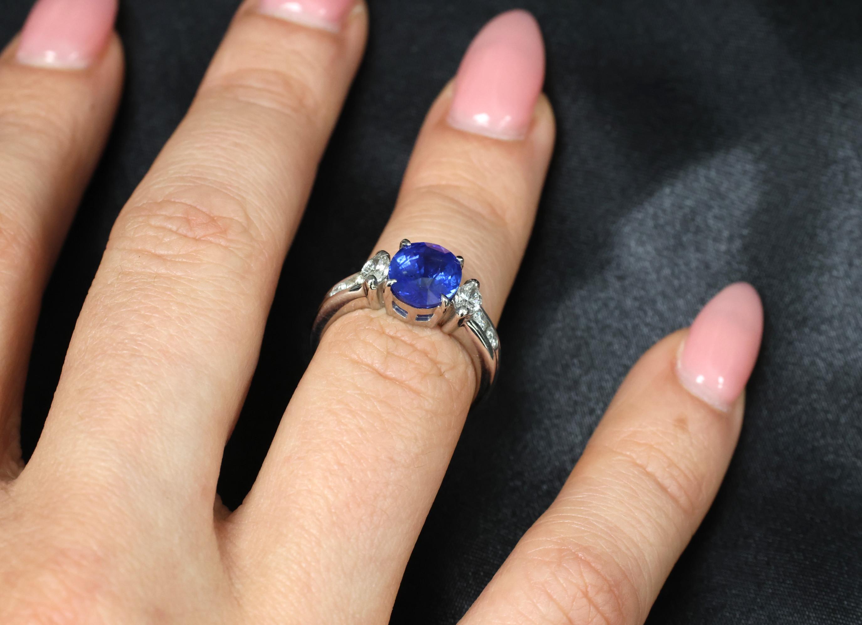 3.03ct GIA Ceylon Royal Blue Sapphire & 0.54ct Diamond Platinum Ring, Size 6