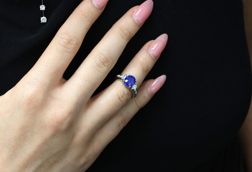 3.03ct GIA Ceylon Royal Blue Sapphire & 0.54ct Diamond Platinum Ring, Size 6