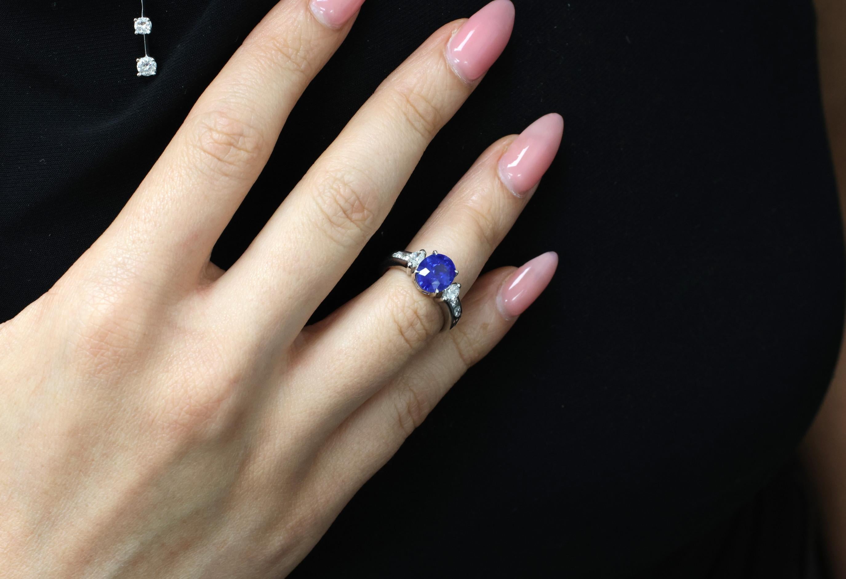 3.03ct GIA Ceylon Royal Blue Sapphire & 0.54ct Diamond Platinum Ring, Size 6